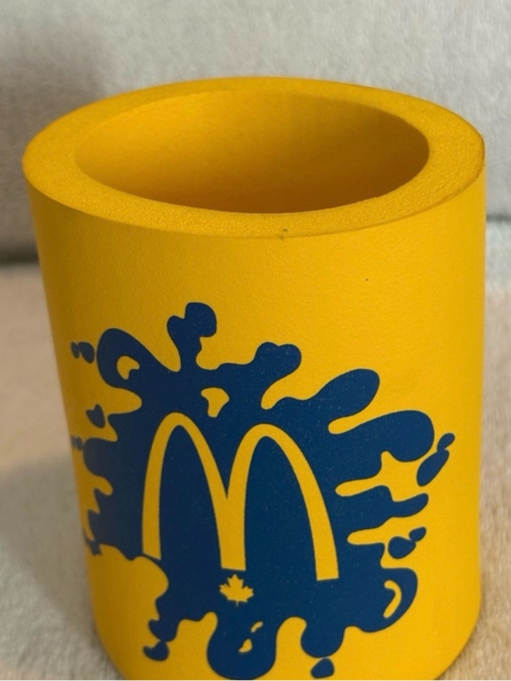 VTG 80’s McDonald’s Koozie Thick Yellow Foam Can Cooler Logo Drink Holder New